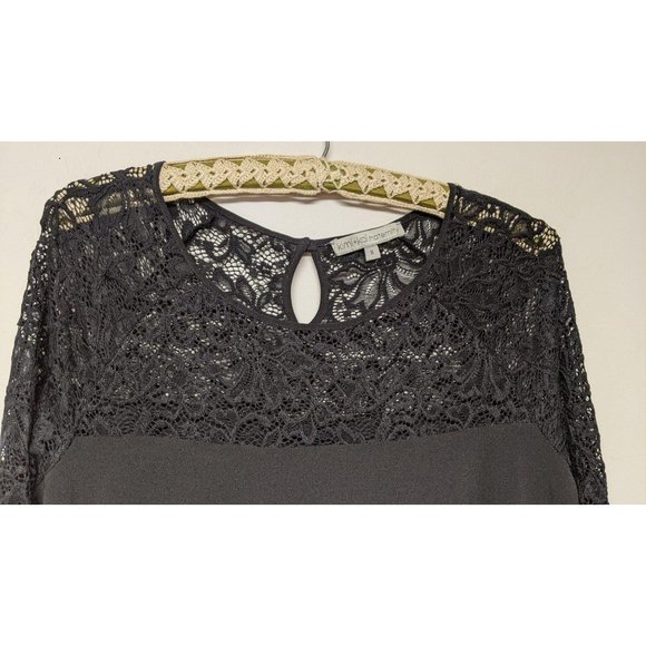 Kimi + Kai "Elle" Lace Trim Mini  Maternity Dress Long Sleeves Black Size Small - Picture 3 of 10